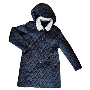 Ralph Lauren Quilted Litchfield Loden Hoodie Jacket Coat Black Label Sherpa Sz L